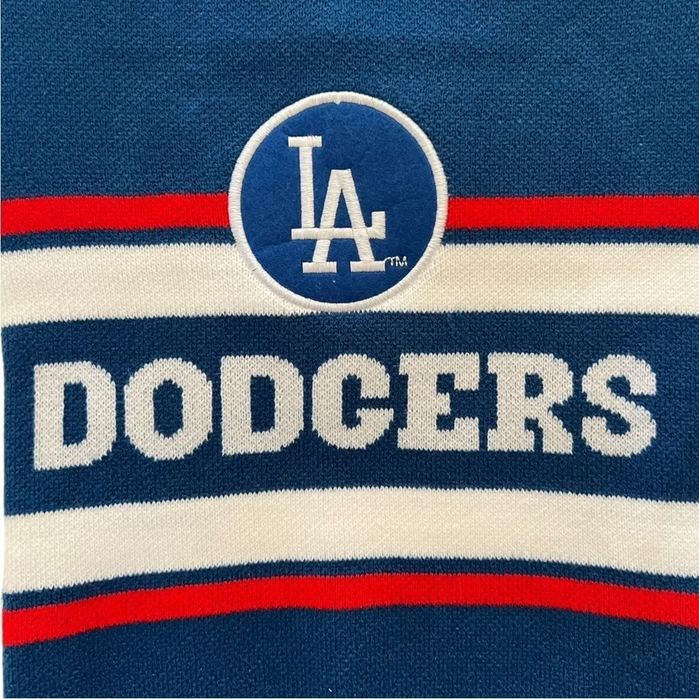 MLB Los Angeles Dodgers Dog Pet Knit Sweater Blue White Red Size Large